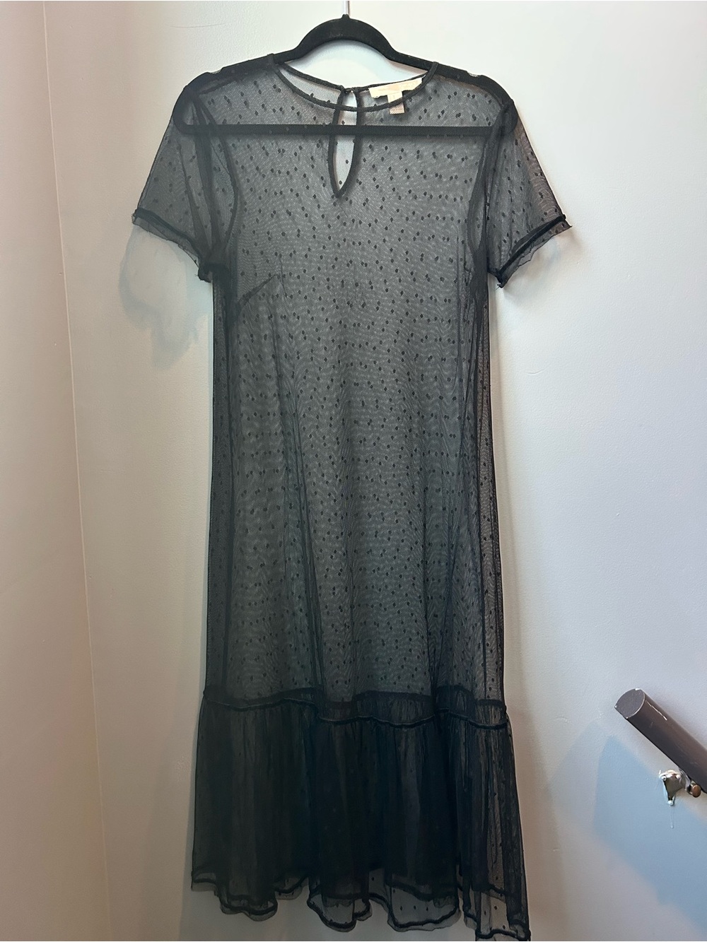Forever 21 Sheer Black Midi Dress with Ruffle Tier